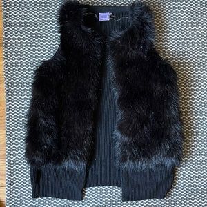 Black faux fur vest